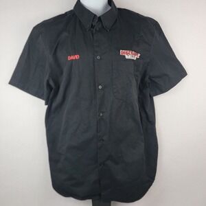 Discount Tire Employee Uniform Shirt Black Button-Up L Short Sleeve Mesh Back